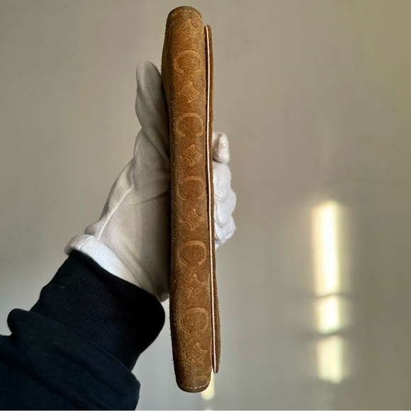 CELINE C Macadam Suede Long Wallet Gold Hardware Tan Brown - Picture 11 of 16